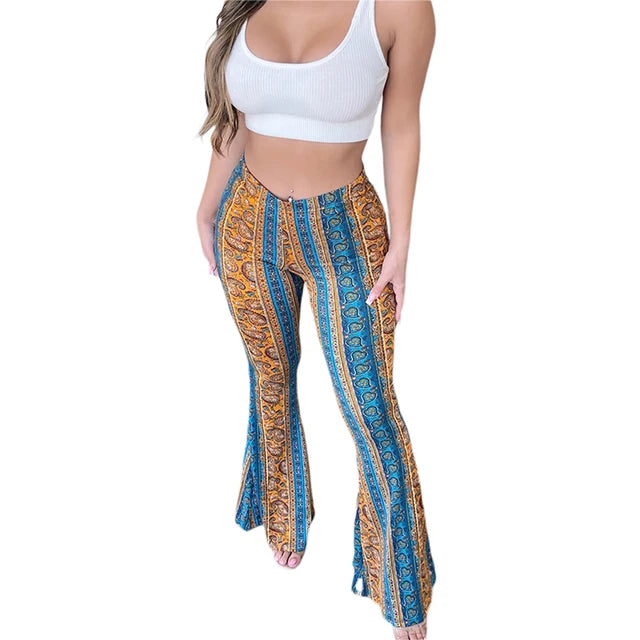 Flare Ethnic Print Pants