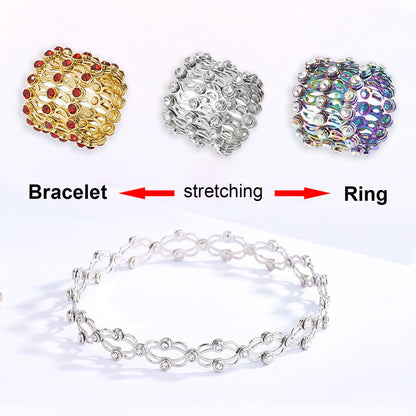 Magic Rhinestone Rings Bracelet: 2-in-1 Folding Deformable Jewelry - Jack of All Trends