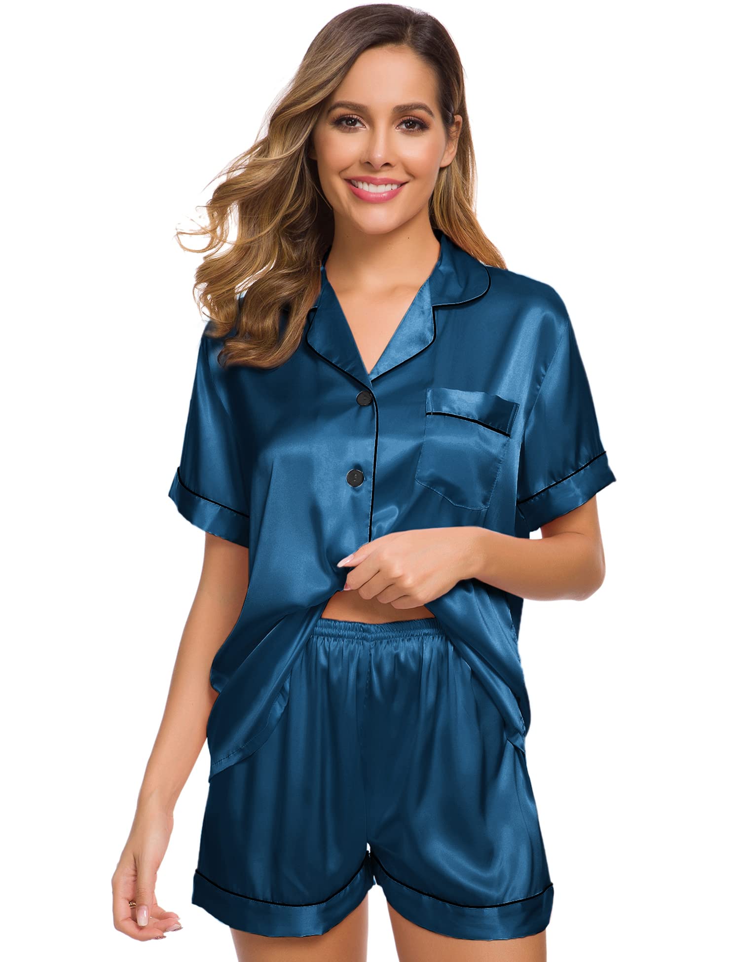 Womens Silk Satin Pajamas Set Two-Piece - Jack of All Trends