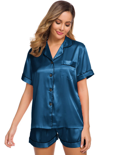 Womens Silk Satin Pajamas Set Two-Piece - Jack of All Trends