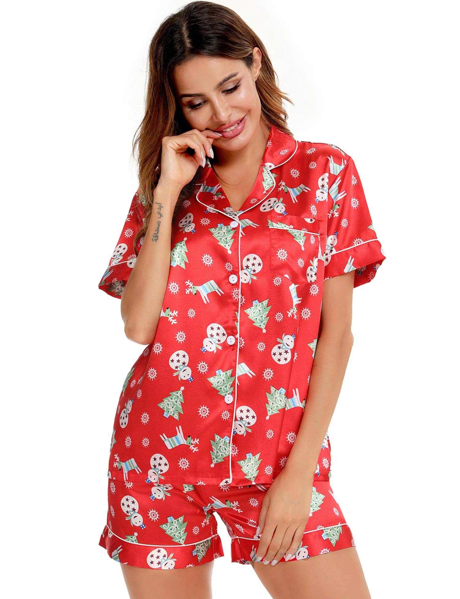 Womens Silk Satin Pajamas Set Two-Piece - Jack of All Trends