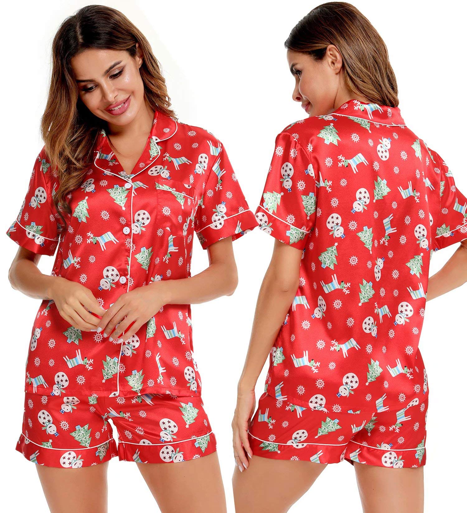 Womens Silk Satin Pajamas Set Two-Piece - Jack of All Trends