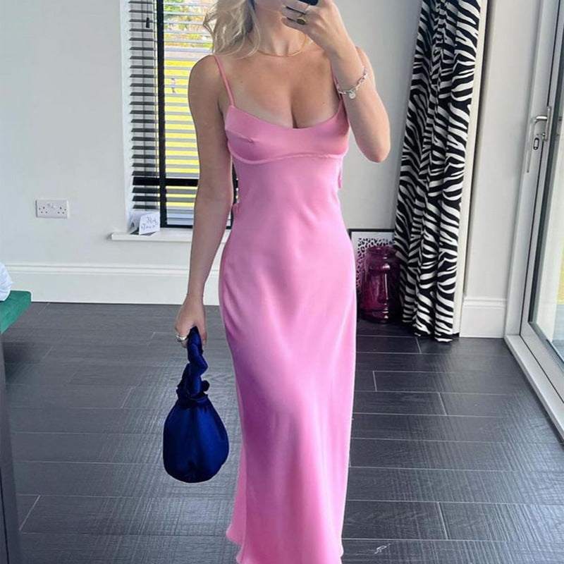 2023 Elegant Sleeveless Satin Camis Long Dress for Women - Jack of All Trends