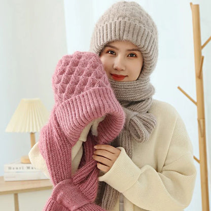 Women Winter Plush Hat Scarf