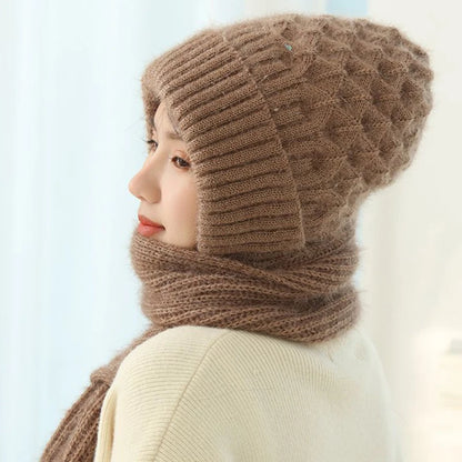 Women Winter Plush Hat Scarf