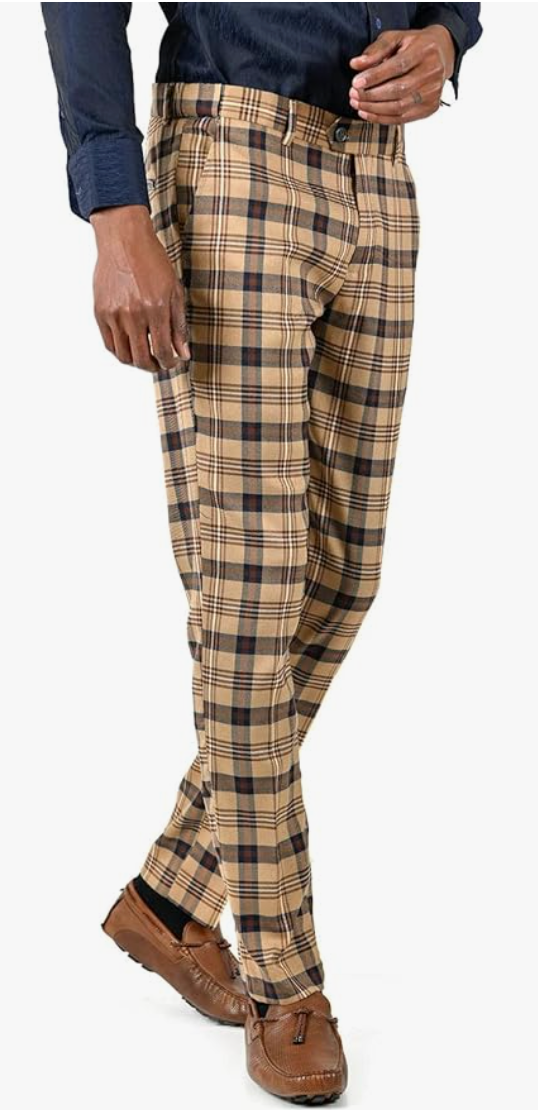 Plaid Slim Fit Trouser Pants