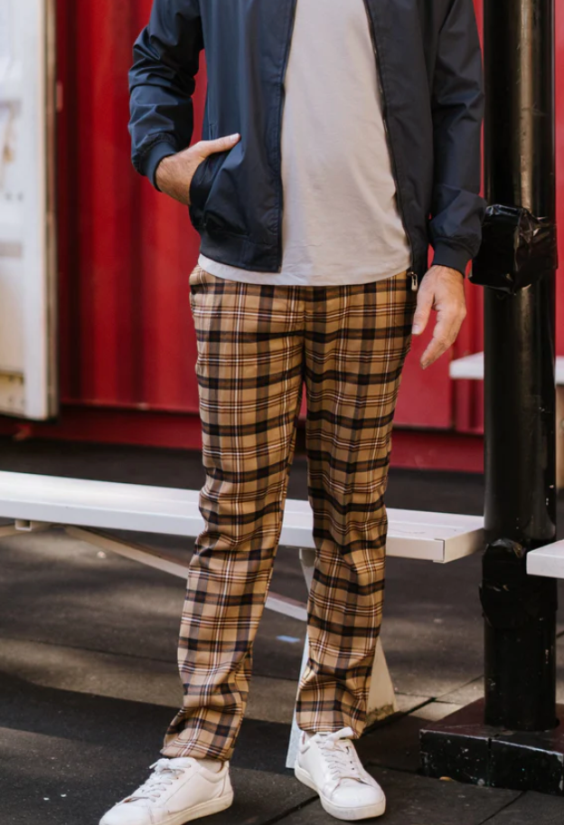 Plaid Slim Fit Trouser Pants