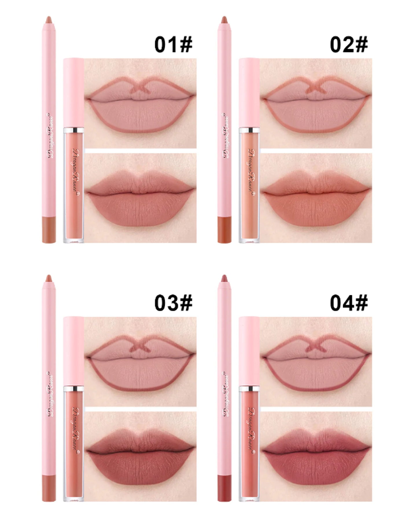 4pcs Lip Gloss Lip Liner Pen Set