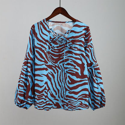 Zebra V-neck Women Blouse - Jack of All Trends