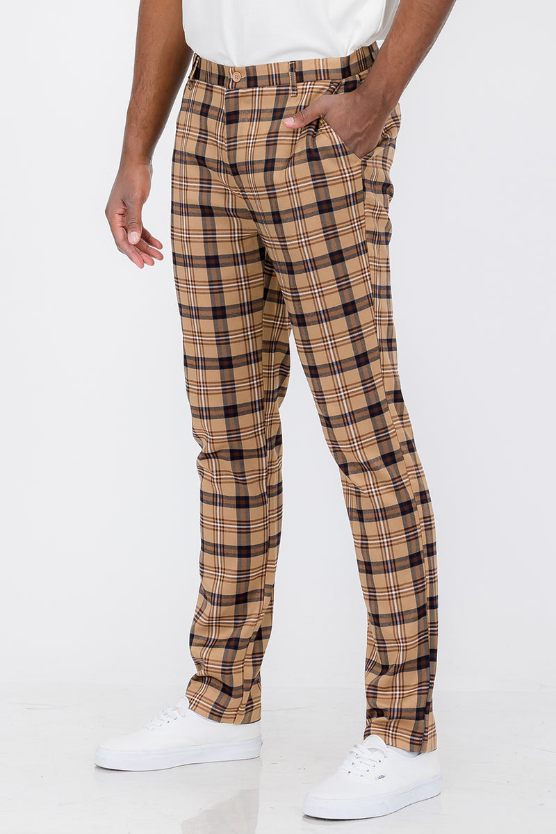 Plaid Slim Fit Trouser Pants