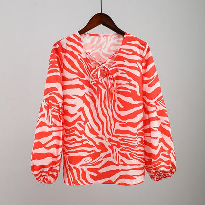 Zebra V-neck Women Blouse - Jack of All Trends