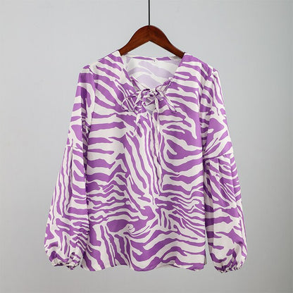 Zebra V-neck Women Blouse - Jack of All Trends