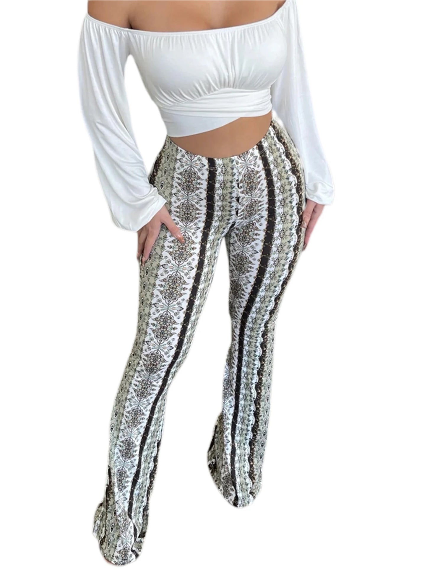 Flare Ethnic Print Pants