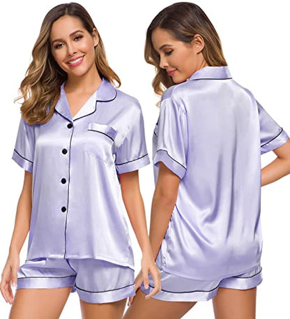 Womens Silk Satin Pajamas Set Two-Piece - Jack of All Trends