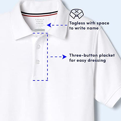 French Toast Boys' Short Sleeve Pique Polo Shirt in White - Jack of All Trends