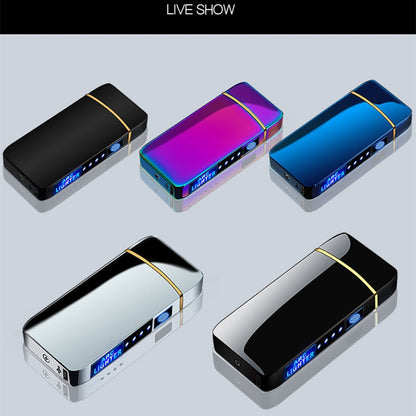 Windproof Metal Flameless Electric Lighter Dual Arc Plasma USB Lighter LED Power Display Touch Induction Lighter - Jack of All Trends