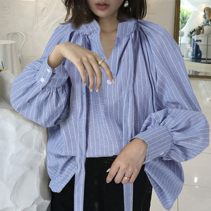 Bow Stand Collar Blouse