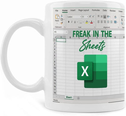 Freak in the Sheets Coffe Mug Spreadsheet Excel Mug Xmas Gift for Boss CPA Friend Coworkers Accountant Coffe Mug for Office Work - Jack of All Trends