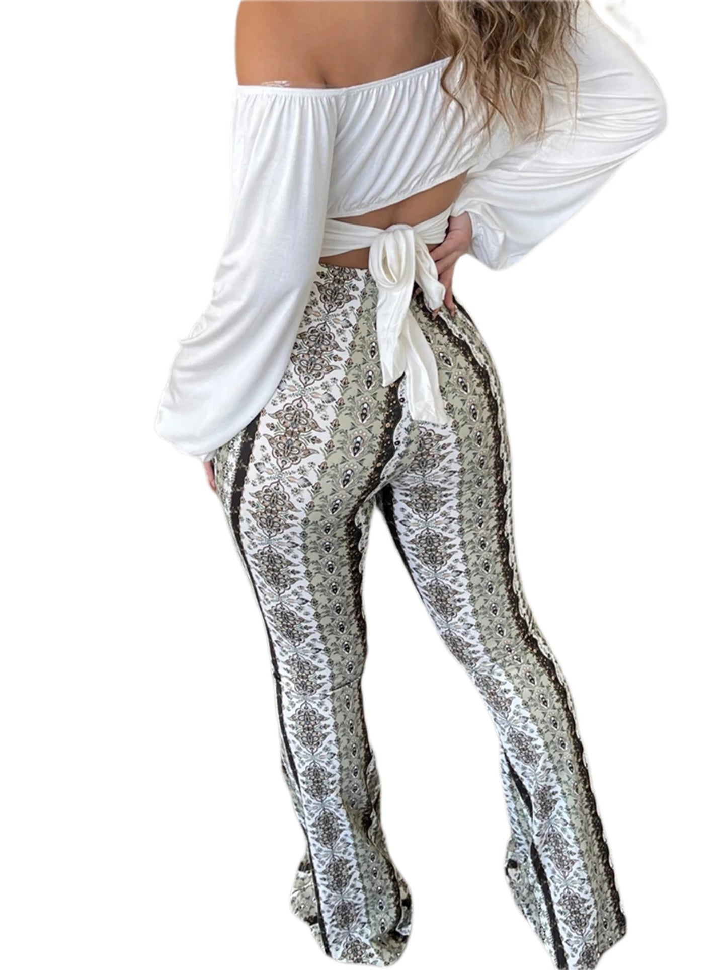 Flare Ethnic Print Pants