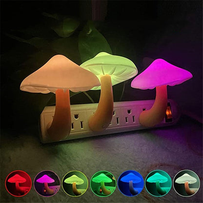 LED Night Lights Mushroom Shape Automatic Sensor Toilet Bedroom Decor Wall Lamps Light-control Sensor Bedroom Light - Jack of All Trends