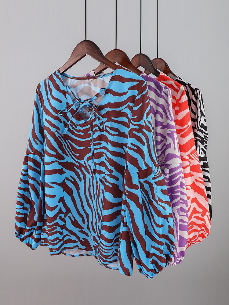 Zebra V-neck Women Blouse - Jack of All Trends