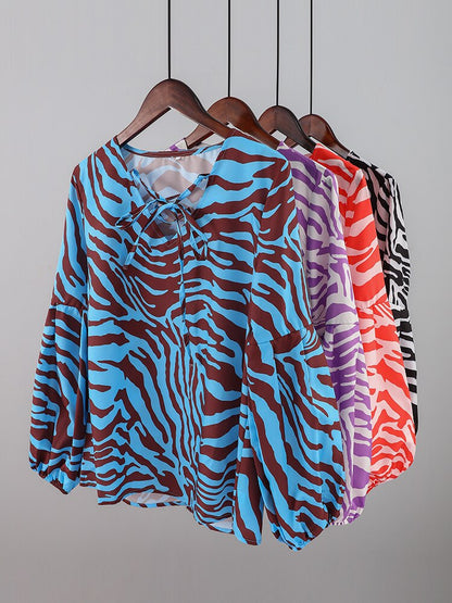 Zebra V-neck Women Blouse - Jack of All Trends