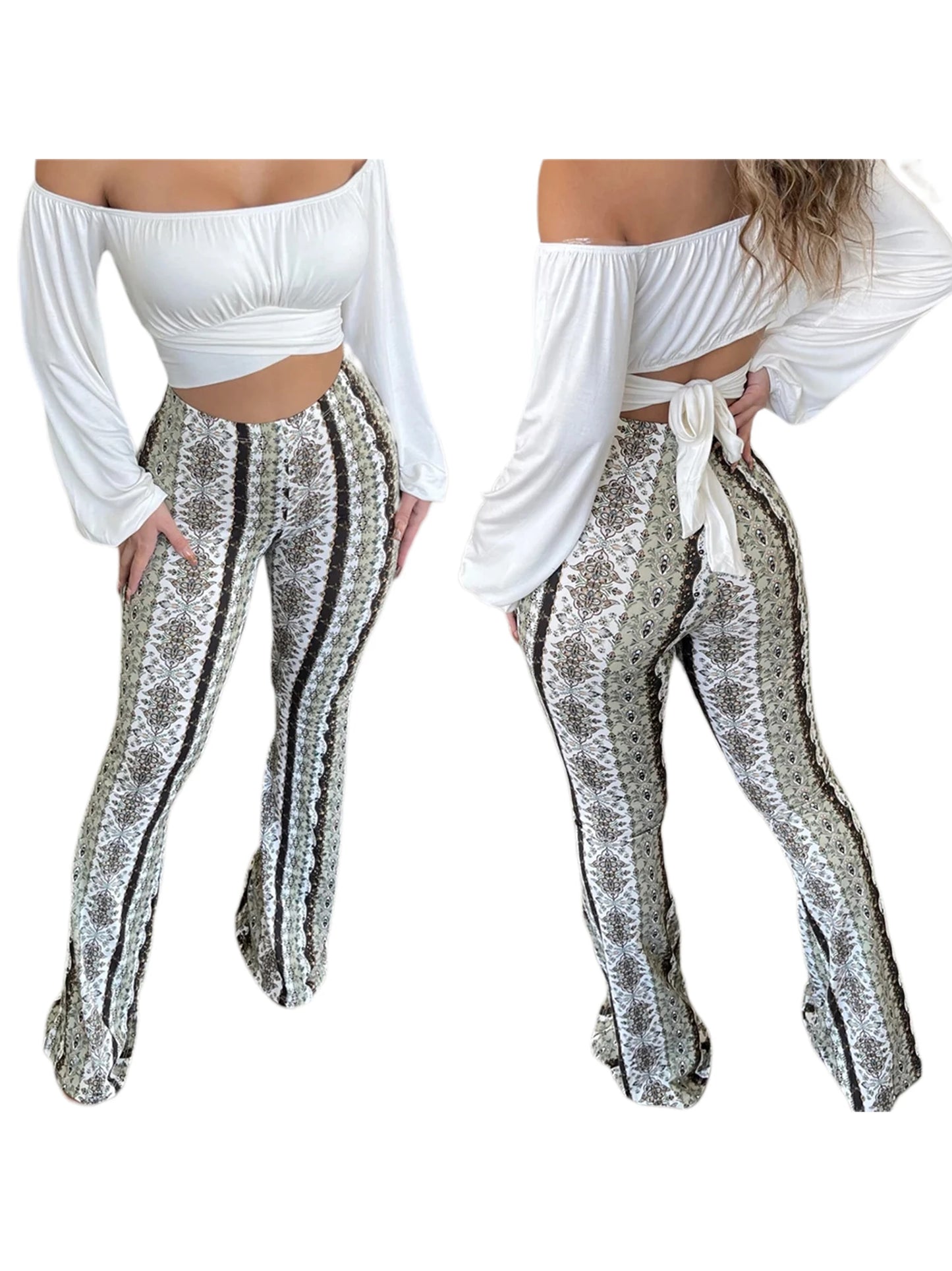 Flare Ethnic Print Pants