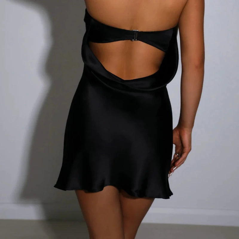 Strapless Satin Mini Dress - Jack of All Trends