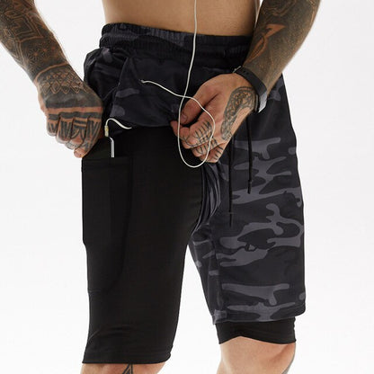 2022 Camo Running Shorts Men 2 In 1 Double-deck Quick Dry GYM Sport Shorts Fitness Jogging Workout Shorts Men Sports Short Pants - Jack of All Trends