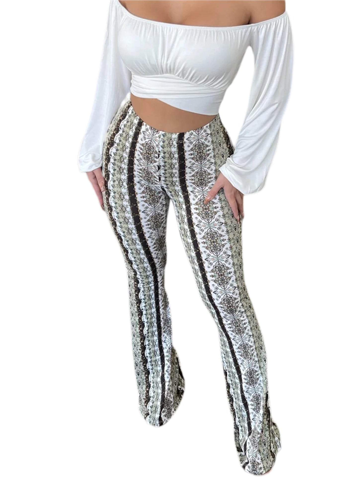 Flare Ethnic Print Pants