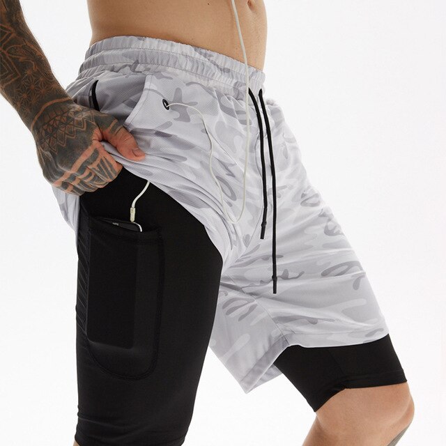 2022 Camo Running Shorts Men 2 In 1 Double-deck Quick Dry GYM Sport Shorts Fitness Jogging Workout Shorts Men Sports Short Pants - Jack of All Trends