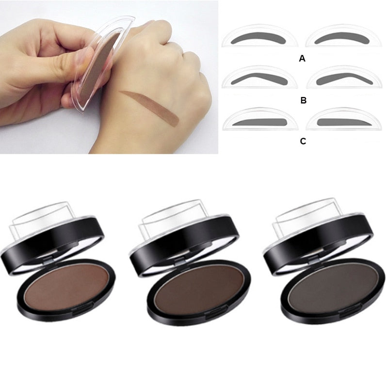 Eyebrow Powder Stamp Tint Stencil Kit Cosmetics Professional Makeup Waterproof Eye Brow Stamp Lift Eyebrow Enhancers Stencil Kit - Jack of All Trends